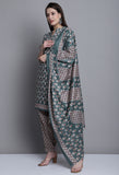 Light Green Polyester Cotton Printed Salwar Suit with Dupatta