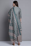 Light Green Polyester Cotton Printed Salwar Suit with Dupatta