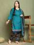 Green Cotton Blend Printed Plus Size Ready to Wear Patiala Salwar Suit