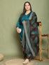 Green Cotton Blend Printed Plus Size Ready to Wear Patiala Salwar Suit