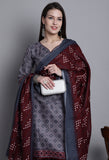 Grey Polyester Cotton Printed Salwar Suit with Dupatta