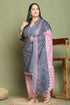 Grey Cotton Blend Printed Plus Size Ready to Wear Patiala Salwar Suit