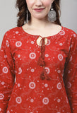 Red Cotton Printed Salwar Suit