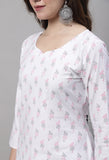 White Cotton Printed Salwar Suit