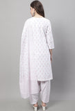 White Cotton Printed Salwar Suit