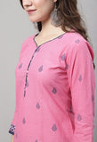 Pink Cotton Printed Salwar Suit