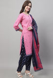 Pink Cotton Printed Salwar Suit