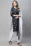 Black Cotton Printed Salwar Suit