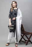 Black Cotton Printed Salwar Suit