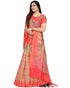 Peach Cotton Silk  Printed Traditional  Saree With Blouse Piece