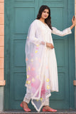 White Poly Silk Embroidered Alia cut  Kurta & Pant With Dupatta