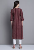 Maroon Cotton Woven Kurti