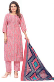 Light Pink PC Cotton Embroidered Straight Kurta & Pant With Dupatta