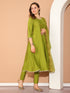 Green Poly Silk Embroidered Anarkali Kurta & Pant With Dupatta
