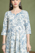 Off White & Blue Cotton Floral Printed Kurta & Pant With Dupatta
