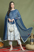 Off White & Blue Cotton Floral Printed Kurta & Pant With Dupatta