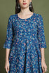 Blue Cotton Floral Printed Kurta & Pant With Dupatta