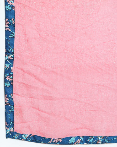 Blue Cotton Floral Printed Kurta & Pant With Dupatta