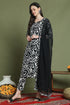 Black & White Cotton Abstract Printed Kurta & Pant With Dupatta