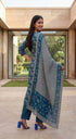 Teal Blue Cotton Jaipuri Printed Kurta & Pant With Dupatta