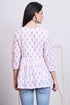 White Women's Cotton Floral Printed Short Top