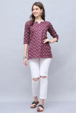 Wine Cotton Foil Printed Tunic