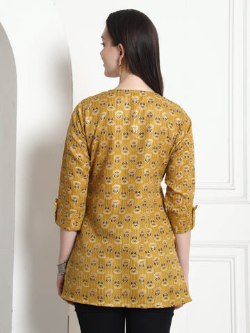 Mustard Cotton Foil Printed Tunic