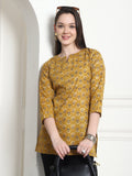 Mustard Cotton Foil Printed Tunic