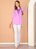 Purple Rayon Floral Embroidered Tunic