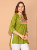 Green Poly Silk Printed Tunic