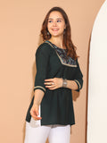 Bottle Green Poly Silk Printed Tunic