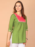 Green Poly Silk Printed Tunic