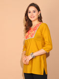 Mustard Yellow Poly Silk Printed Tunic