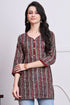 Grey & Maroon Women's Cotton Zig-Zag Printed Tunic