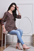Grey & Maroon Women's Cotton Zig-Zag Printed Tunic