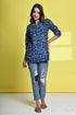 Blue Petal Elegance Cotton Jaipuri Printed Tunic