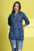 Blue Petal Elegance Cotton Jaipuri Printed Tunic
