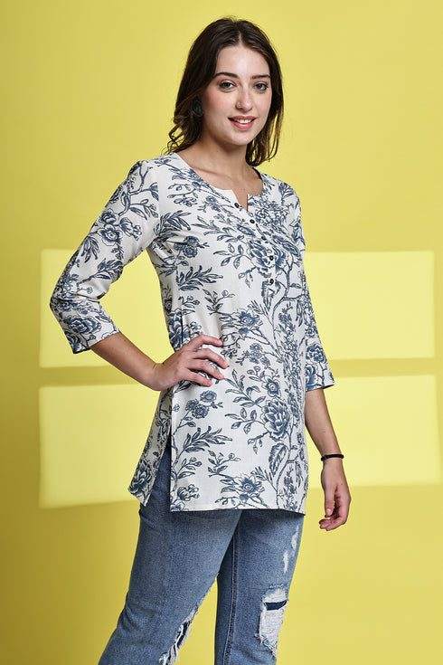 Floral Breeze Cotton Jaipuri Printed Tunic