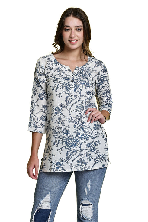 Floral Breeze Cotton Jaipuri Printed Tunic