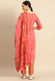 Pink Pure Cambric Cotton Jaipuri Printed Kurta Set With Dupatta