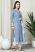 Grey And White  Pure Cambric Cotton Printed Kurta Set With Dupatta