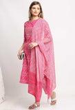 Pink And White  Pure Cambric Cotton  Embroidered Kurta Set With Dupatta