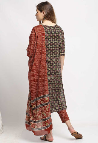 Multicolor Pure Cambric Cotton Floral Printed Kurta Set With Dupatta