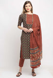 Multicolor Pure Cambric Cotton Floral Printed Kurta Set With Dupatta