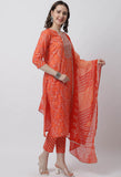 Pure Cambric Cotton Jaipuri Printed & Embroidered Kurta Set With Dupatta