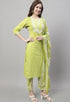 Pure Cotton Zari Weaving And  Embroidered Kurta Set With Dupatta