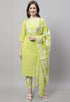 Pure Cotton Zari Weaving And  Embroidered Kurta Set With Dupatta