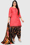 Peach Cotton Blend Printed Unstitched Salwar Suit Material