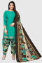 Turquoise Blue Cotton Blend Printed Unstitched Salwar Suit Material