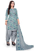 Grey & Green Cotton Blend Printed Unstitched Salwar Suit Material